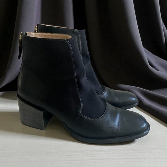 ALCACUZ Women's Black Leather RIding Style Boots Size 38 - Picture 1 of 9